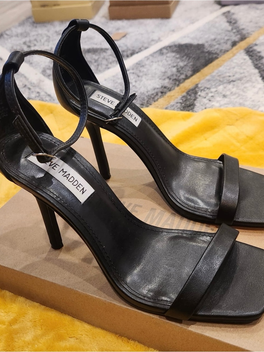 Steve Madden Black Strappy Stiletto Sandals